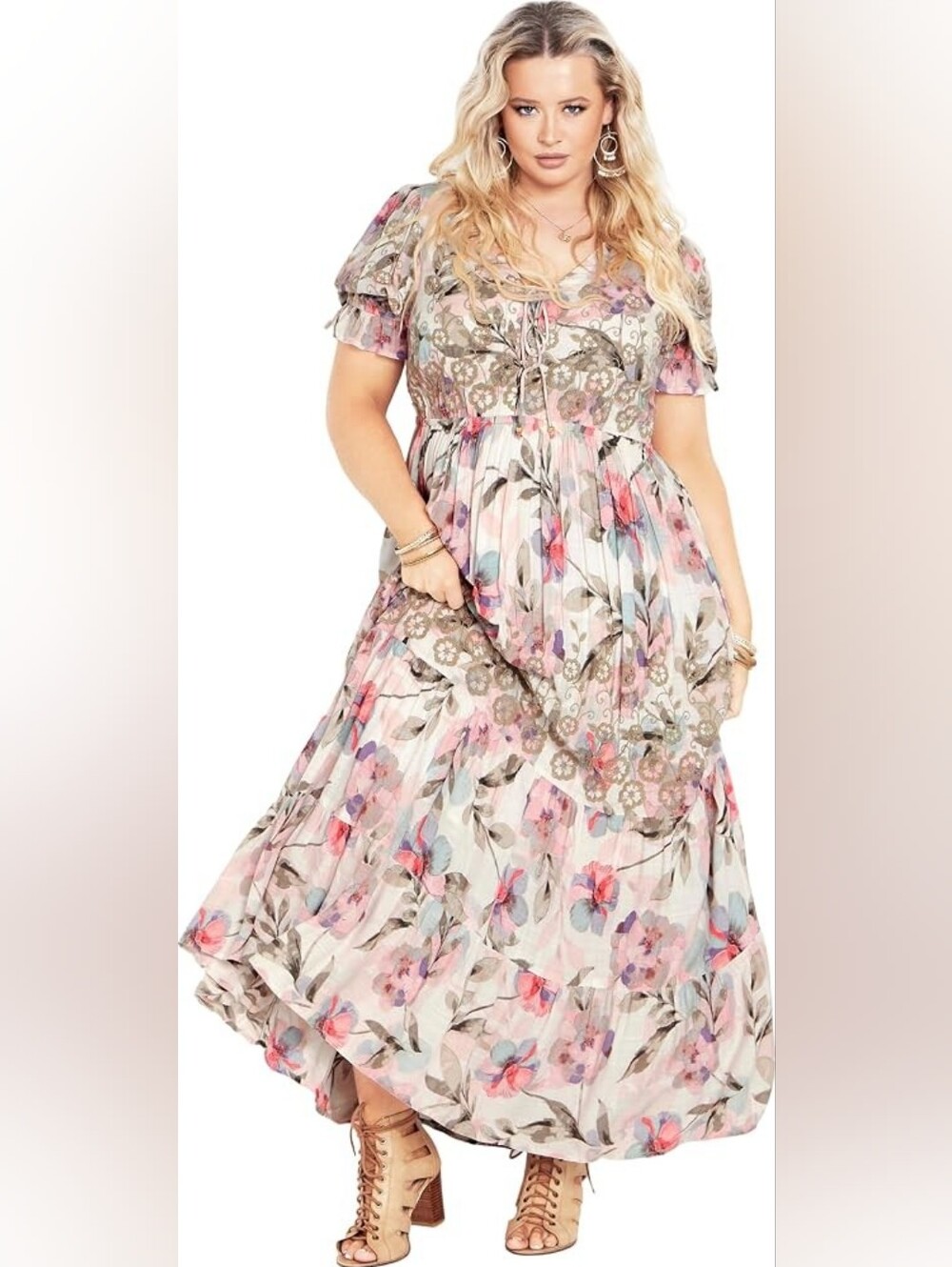 Arna York Women's Plus Size Maxi Emelia Printer Dress
